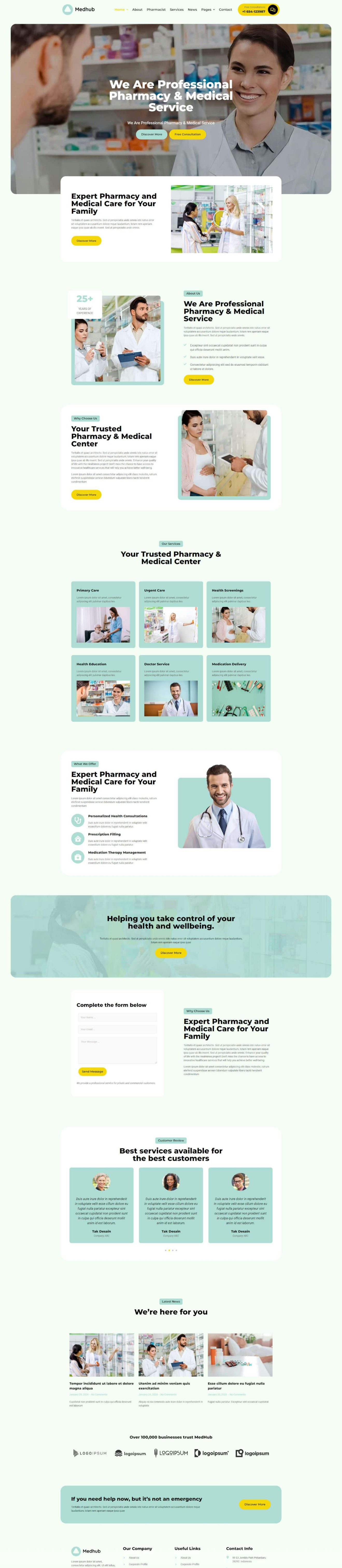 Download MedHub - Pharmacy & Medical Services Elementor Template Kit