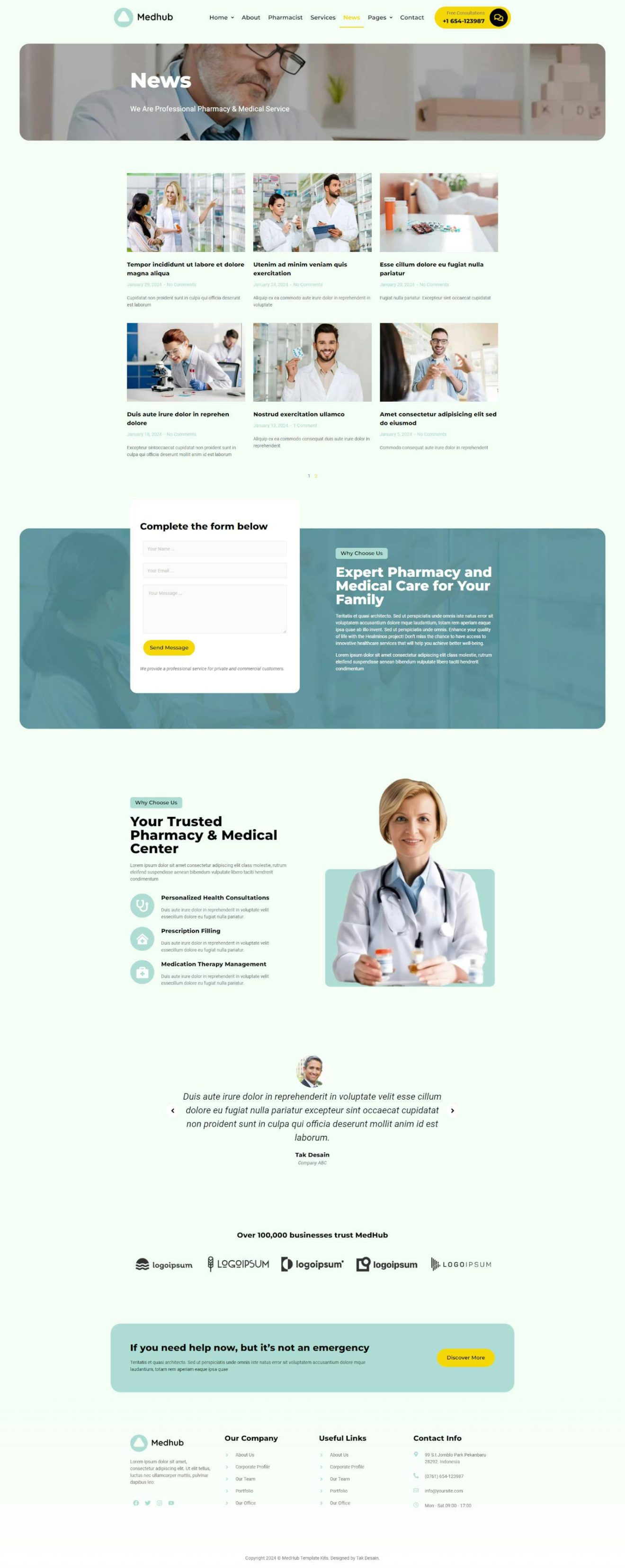 Download MedHub - Pharmacy & Medical Services Elementor Template Kit