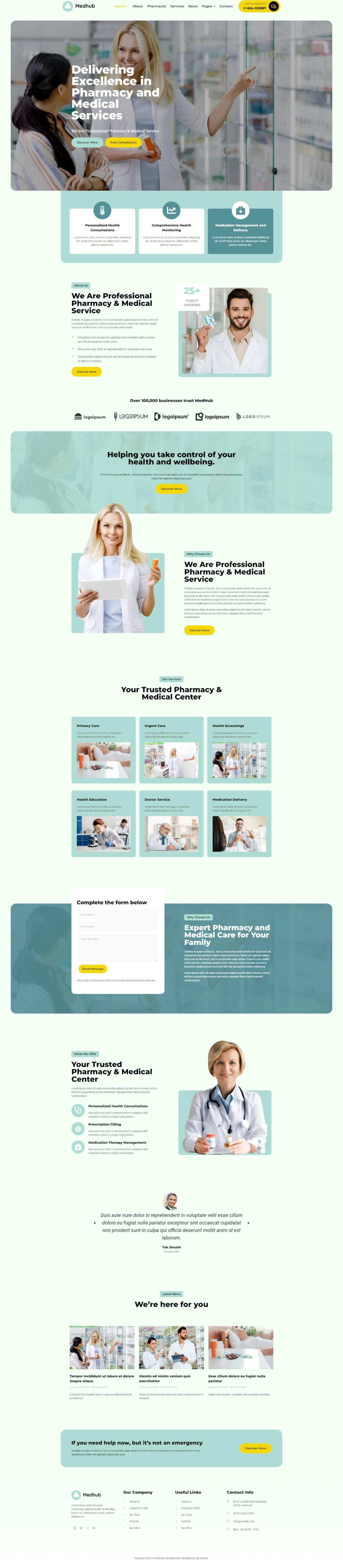 Download MedHub - Pharmacy & Medical Services Elementor Template Kit