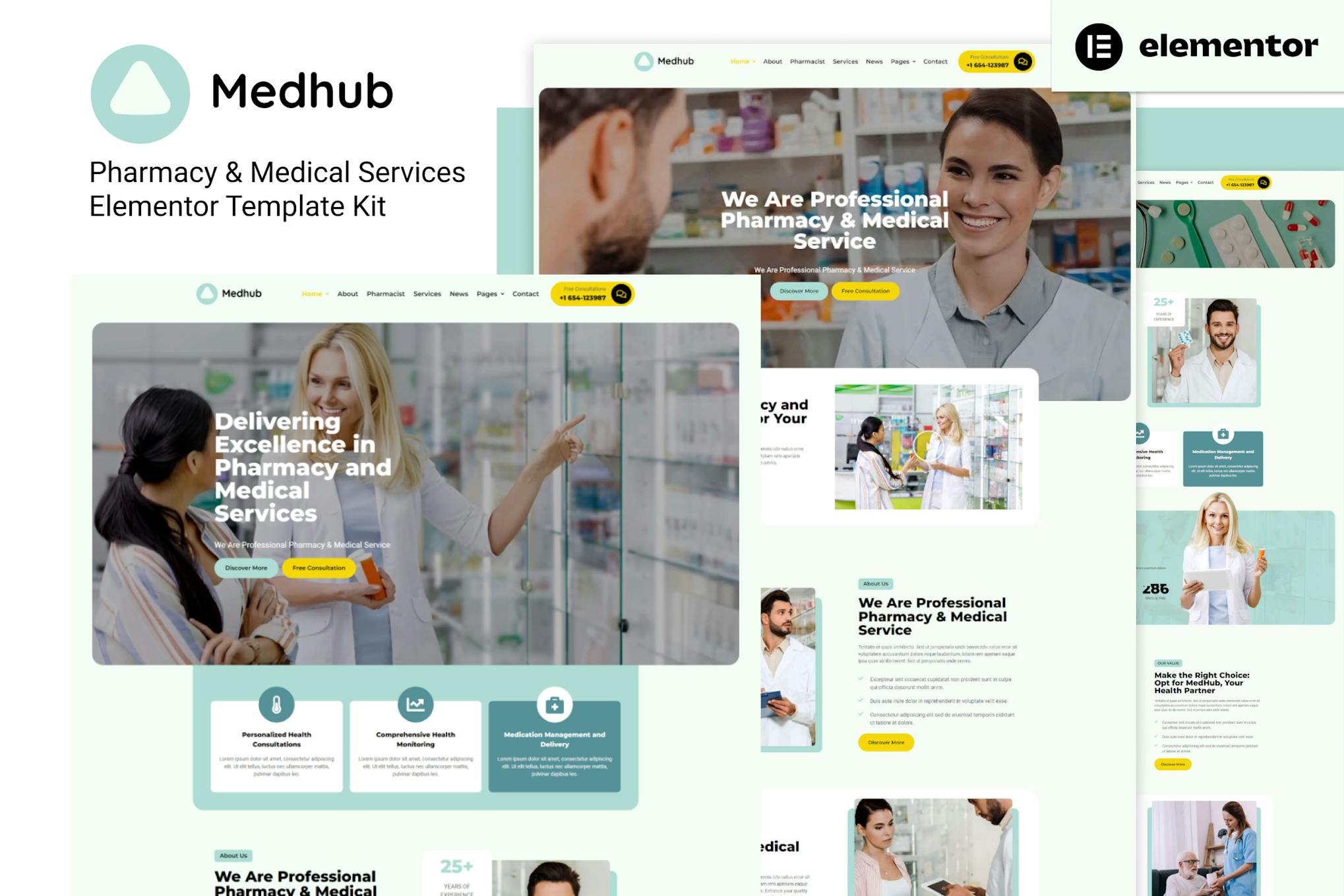 Download MedHub - Pharmacy & Medical Services Elementor Template Kit