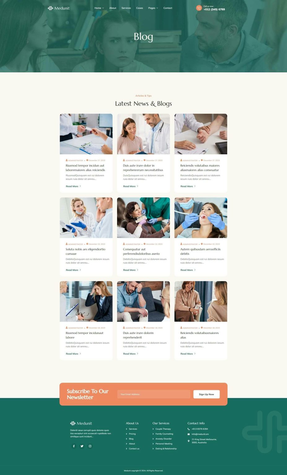 Download Medunit - Psychologists & Health Care Elementor Template Kit