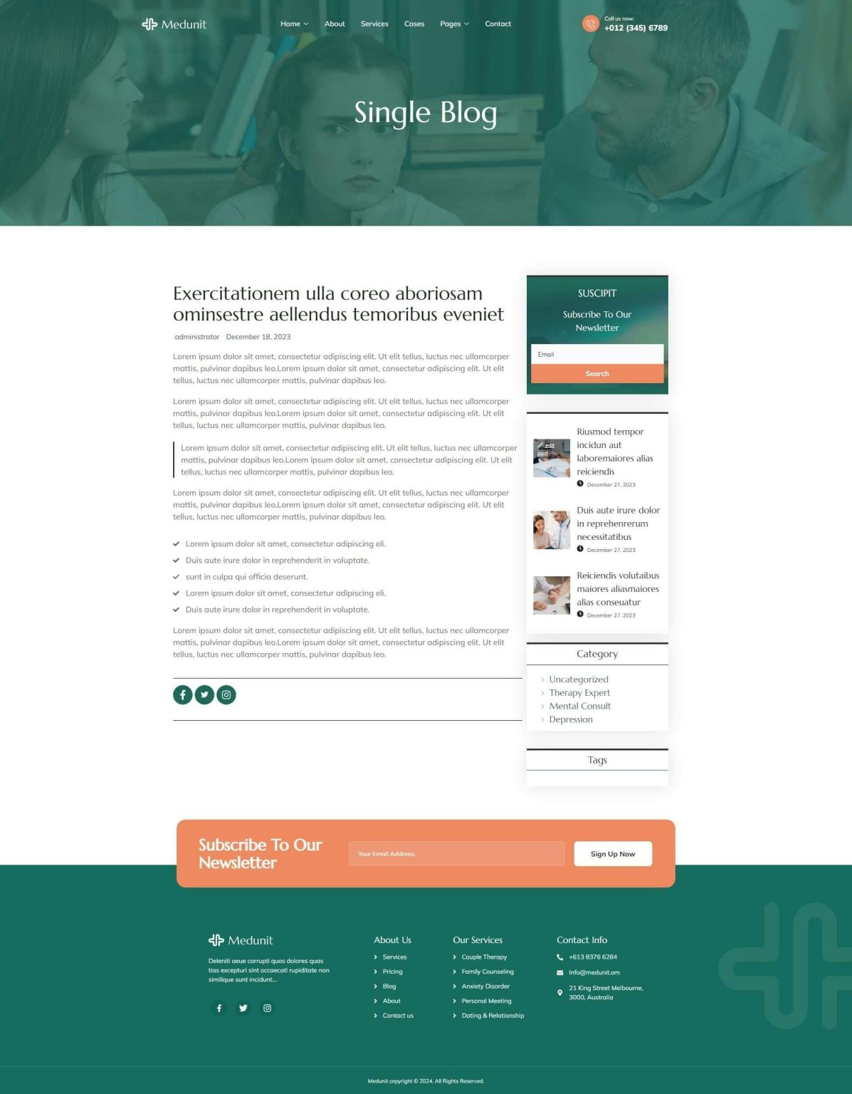 Download Medunit - Psychologists & Health Care Elementor Template Kit