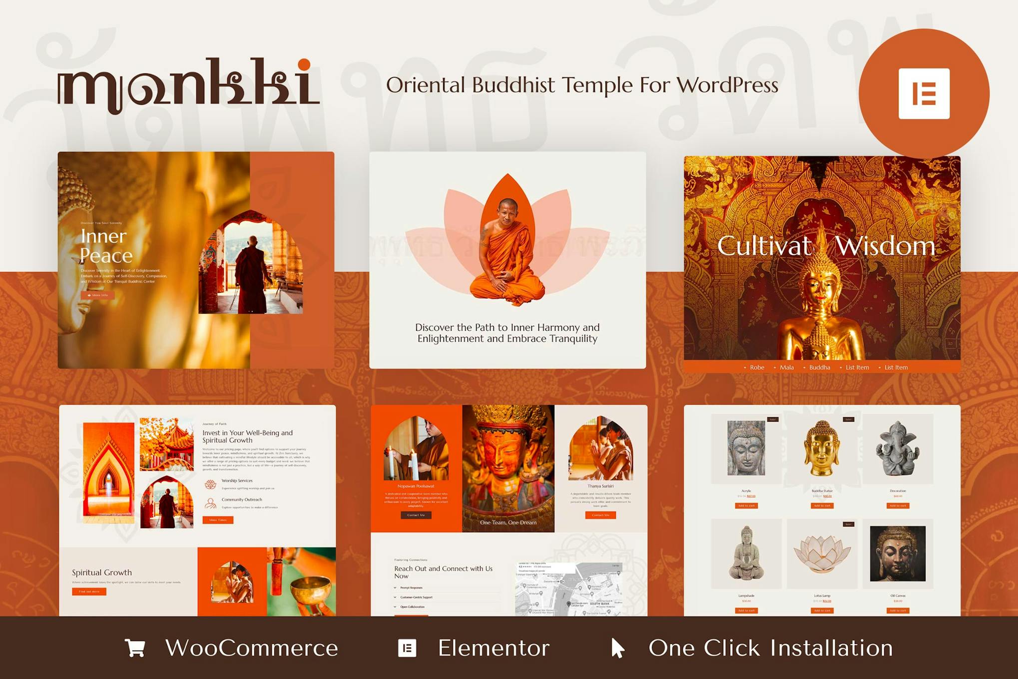 Download Monkki - Oriental Buddhist Temple Elementor Pro Template Kit