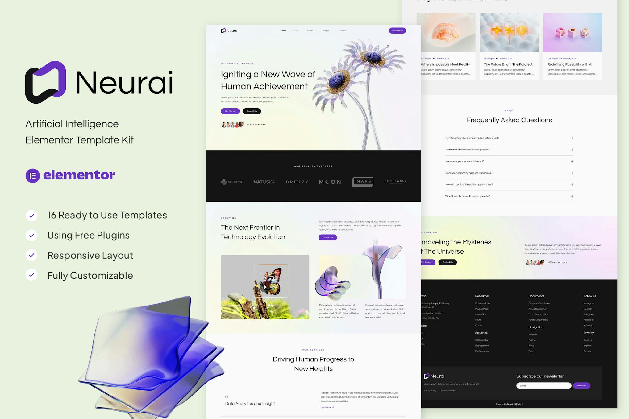 Download Neurai - Artificial Intelligence Elementor Template Kit