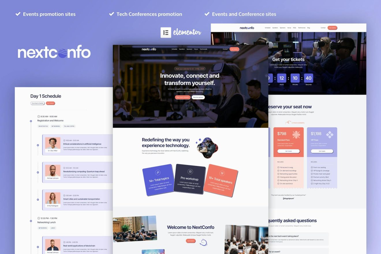 Download NextConfo - Events & Conference Elementor Pro Template Kit