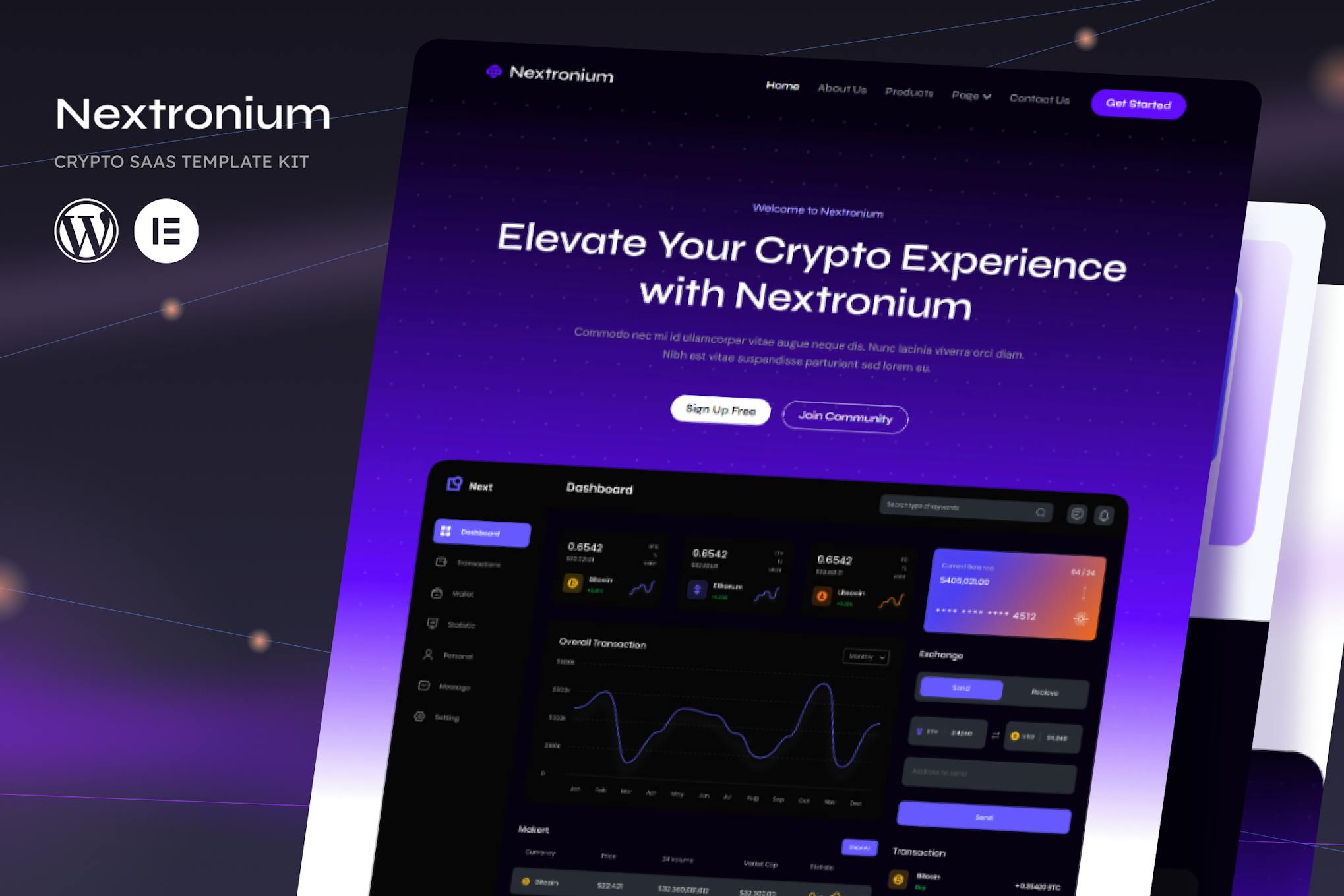 Download Nextronium - Crypto SaaS Elementor Template Kit