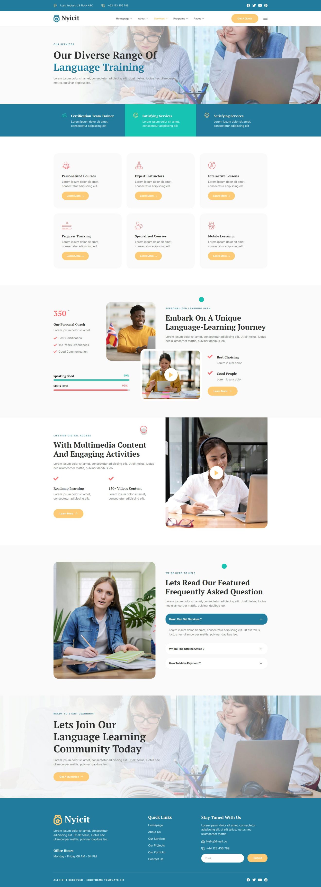 Download Nyicit - Language Course & Learning Center Elementor Template kit