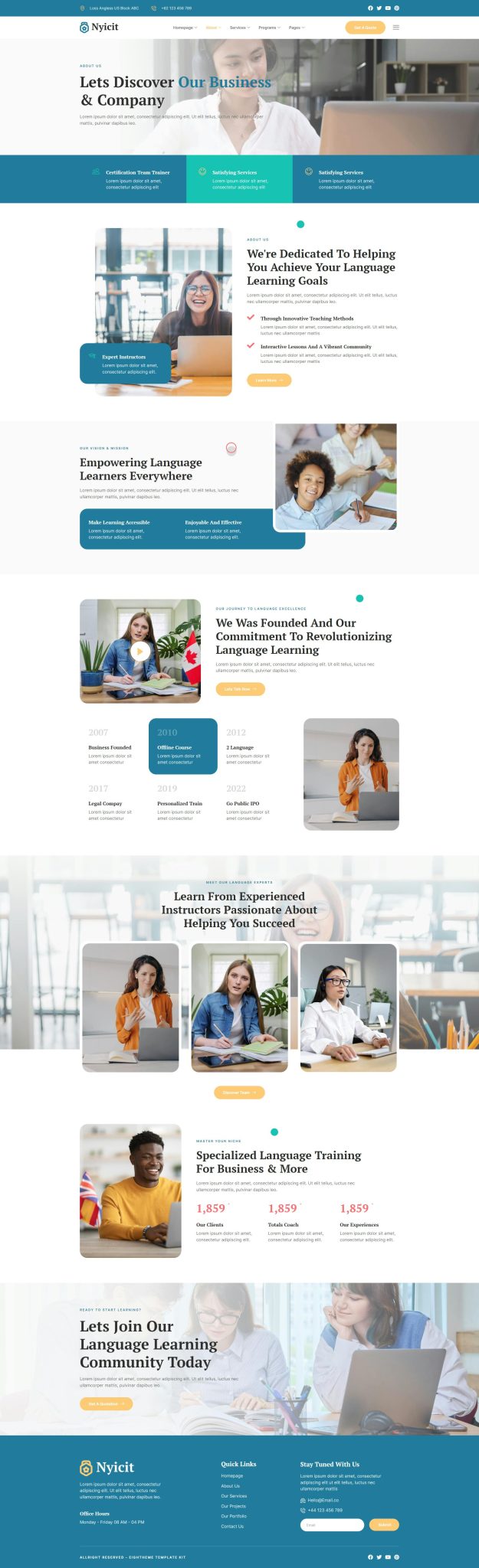 Download Nyicit - Language Course & Learning Center Elementor Template kit