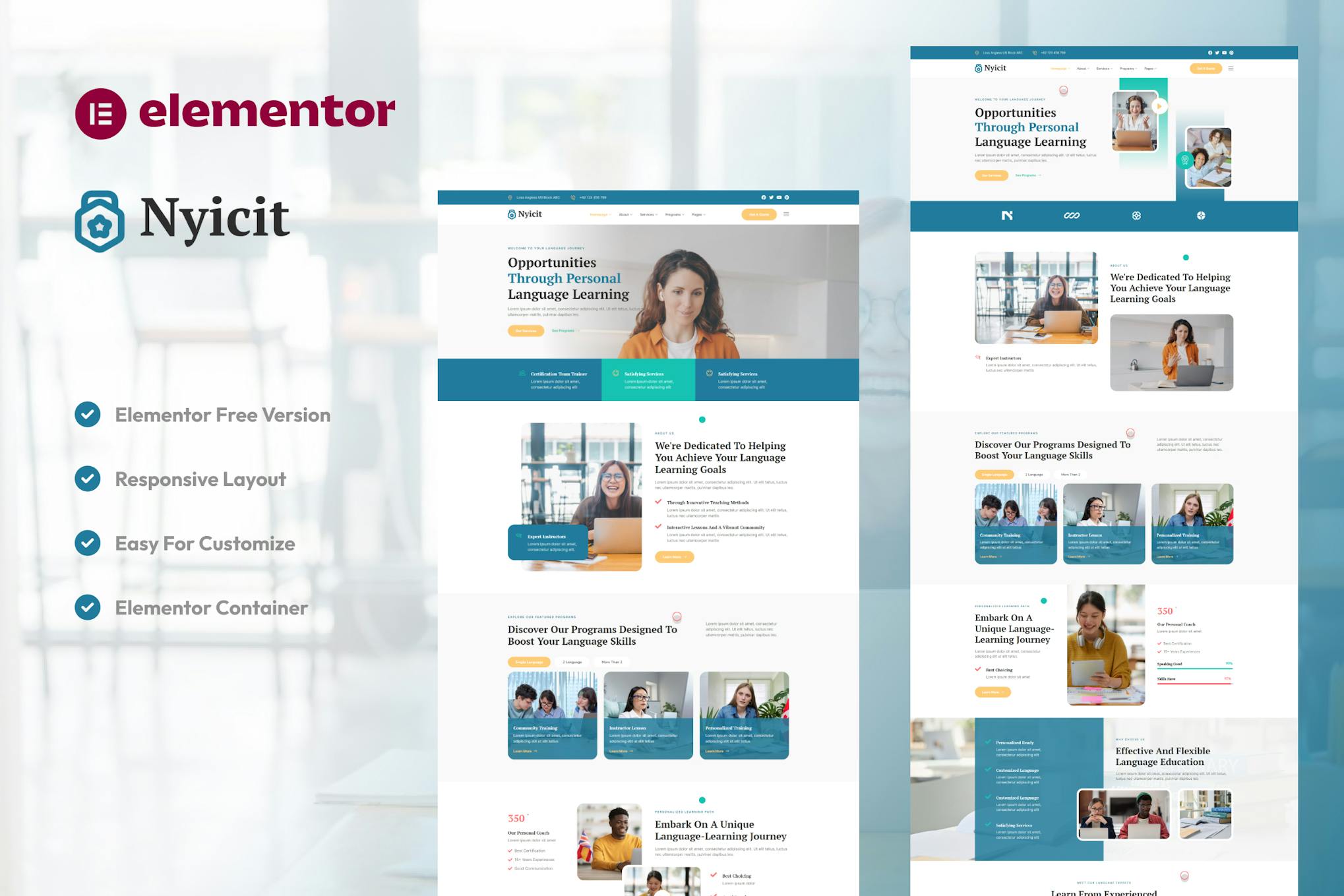 Download Nyicit - Language Course & Learning Center Elementor Template kit