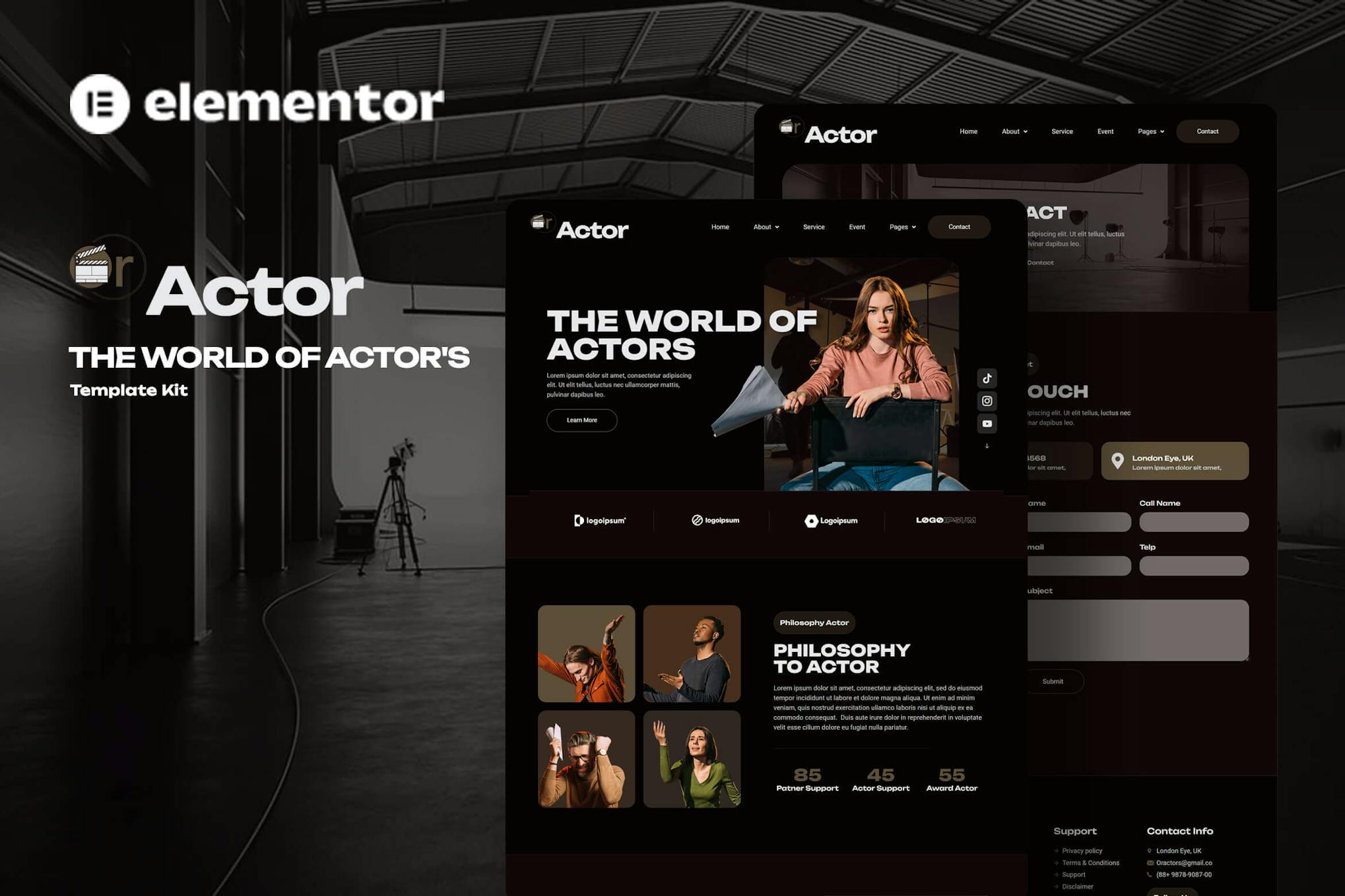 Download Oractor - Actor Agency Elementor Template Kit