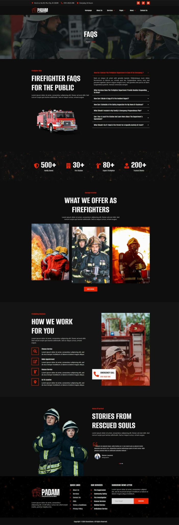 Download Padam - Firefighter Departement Elementor Template Kit