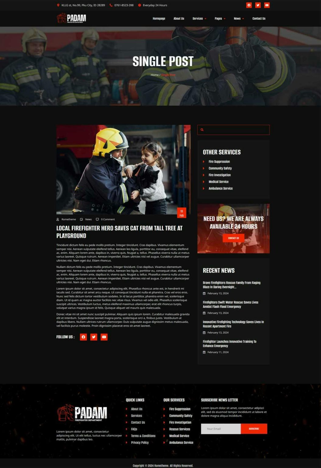 Download Padam - Firefighter Departement Elementor Template Kit