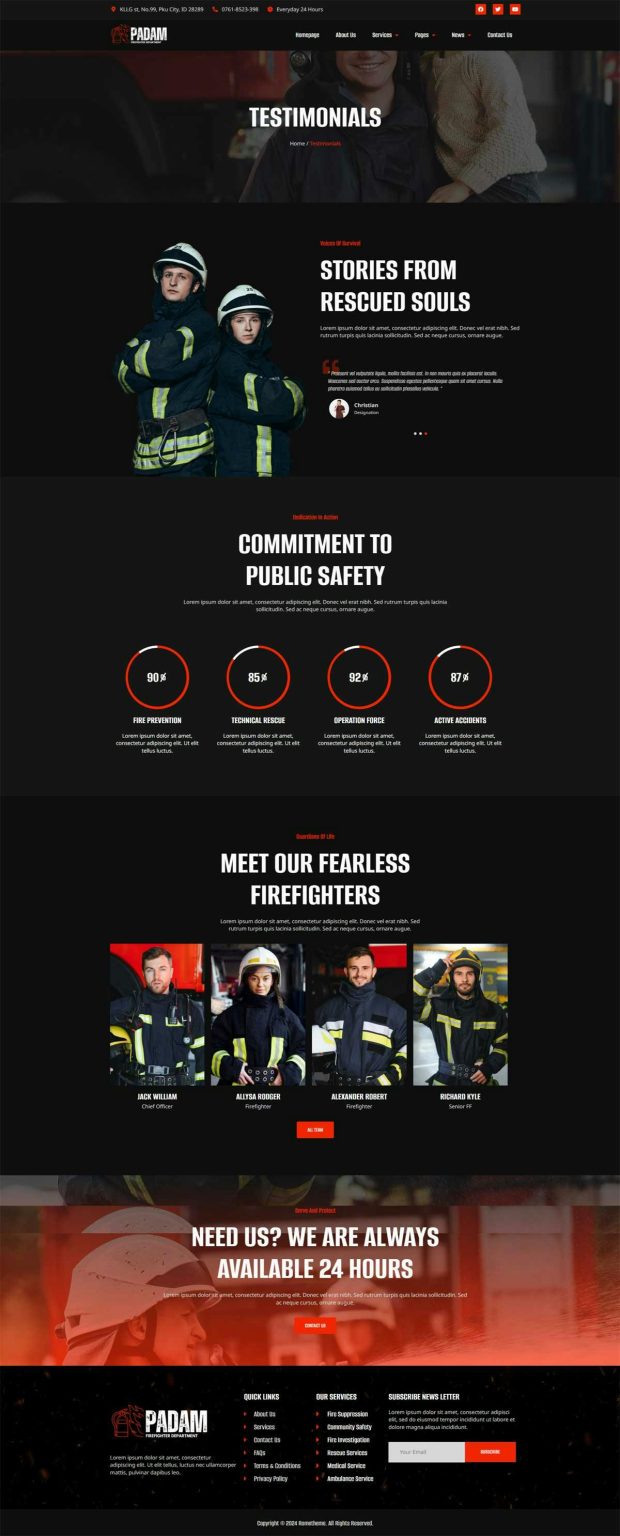 Download Padam - Firefighter Departement Elementor Template Kit