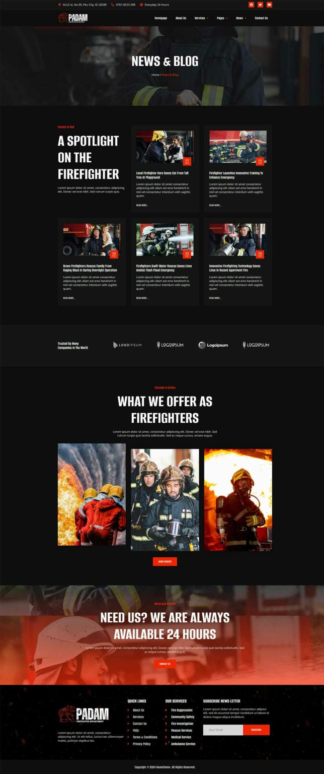 Download Padam - Firefighter Departement Elementor Template Kit