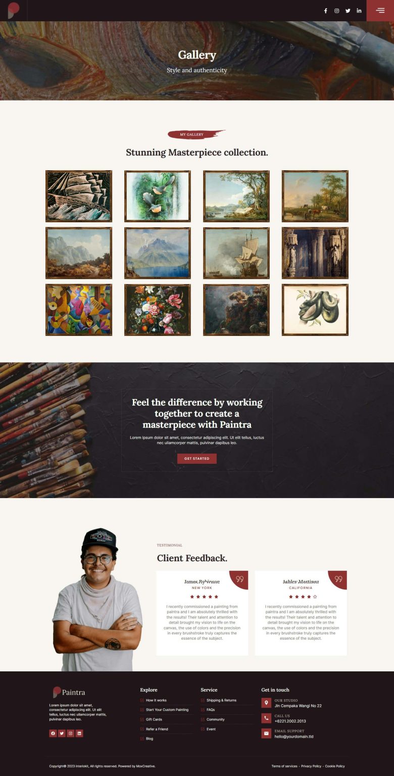 Download Paintra - Creative Artist & Painter Elementor Pro Template Kit