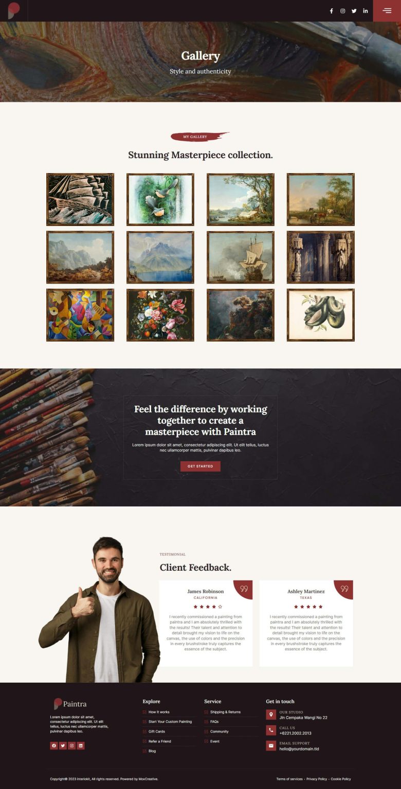 Download Paintra - Creative Artist & Painter Elementor Pro Template Kit