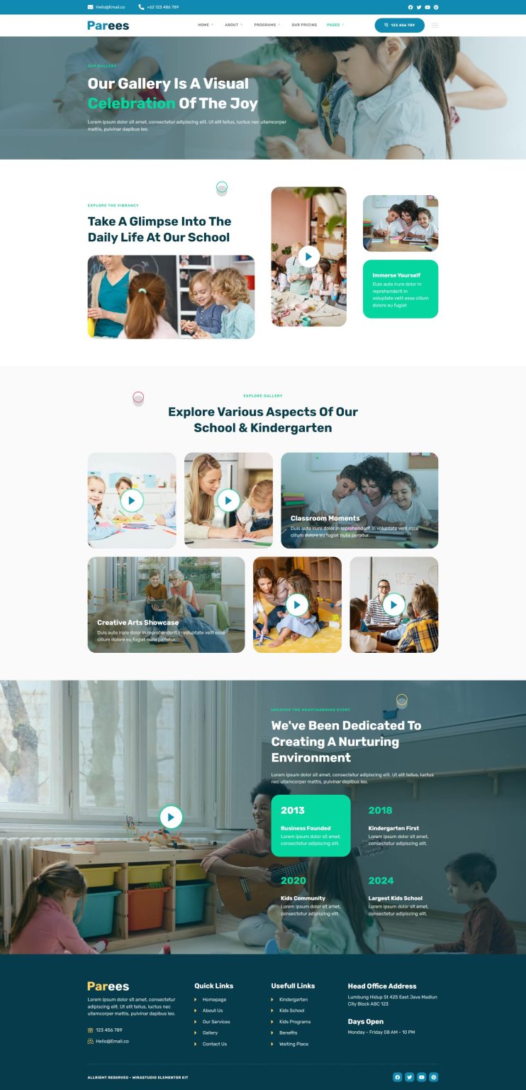 Download Parees - Kindergarten & Kids School Elementor Template Kit