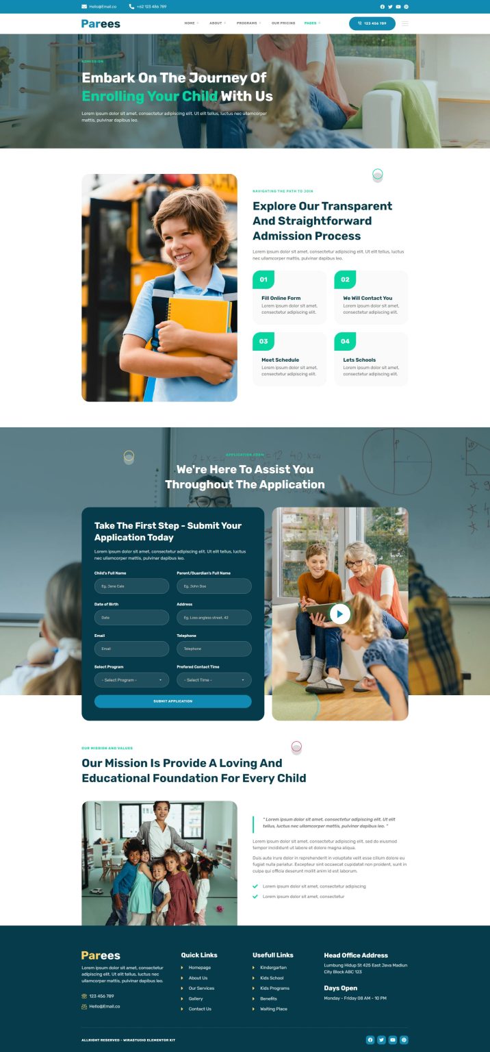 Download Parees - Kindergarten & Kids School Elementor Template Kit