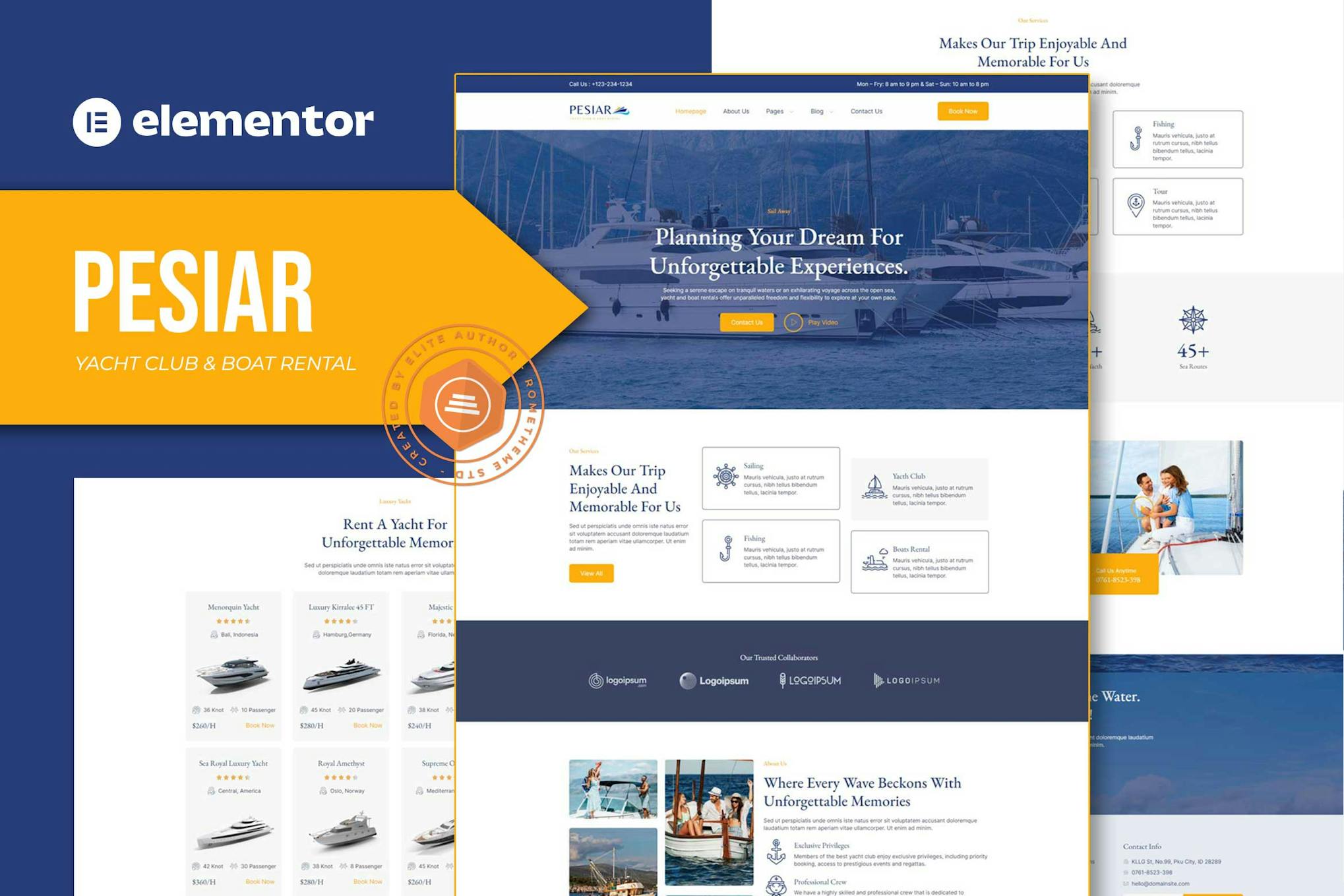 Download Pesiar - Yacht Club & Boat Rental Elementor Template Kit