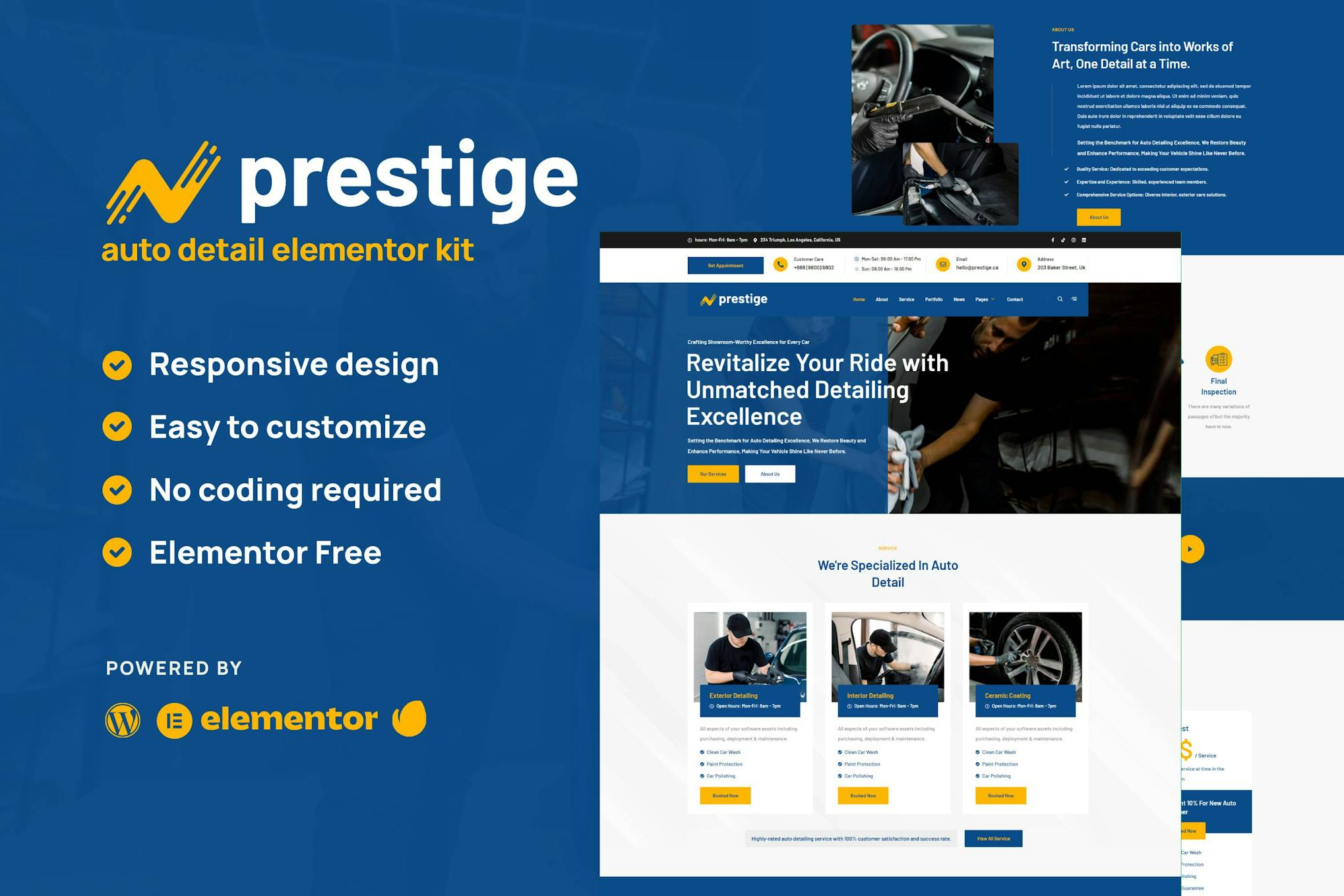 Download Prestige - Car Repair & Auto Detailing Service Elementor Template Kit