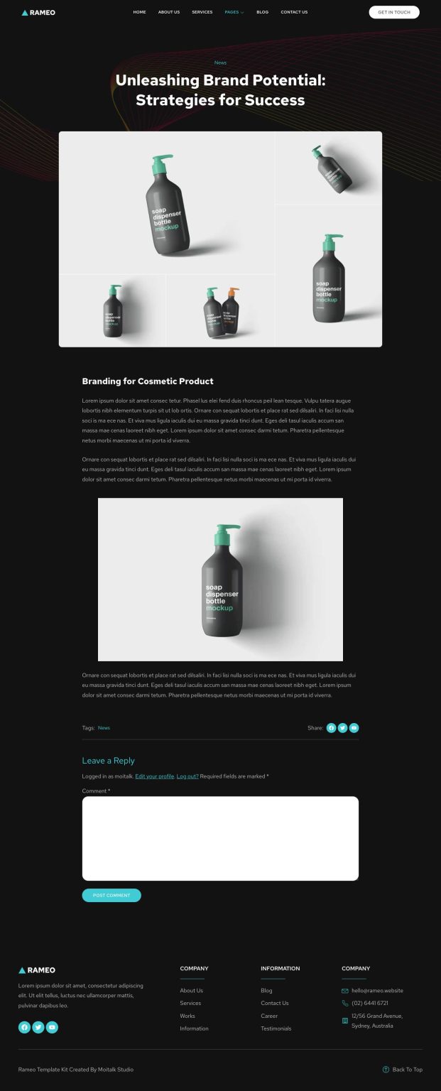 Download Rameo - Dark Digital Agency Elementor Template Kit