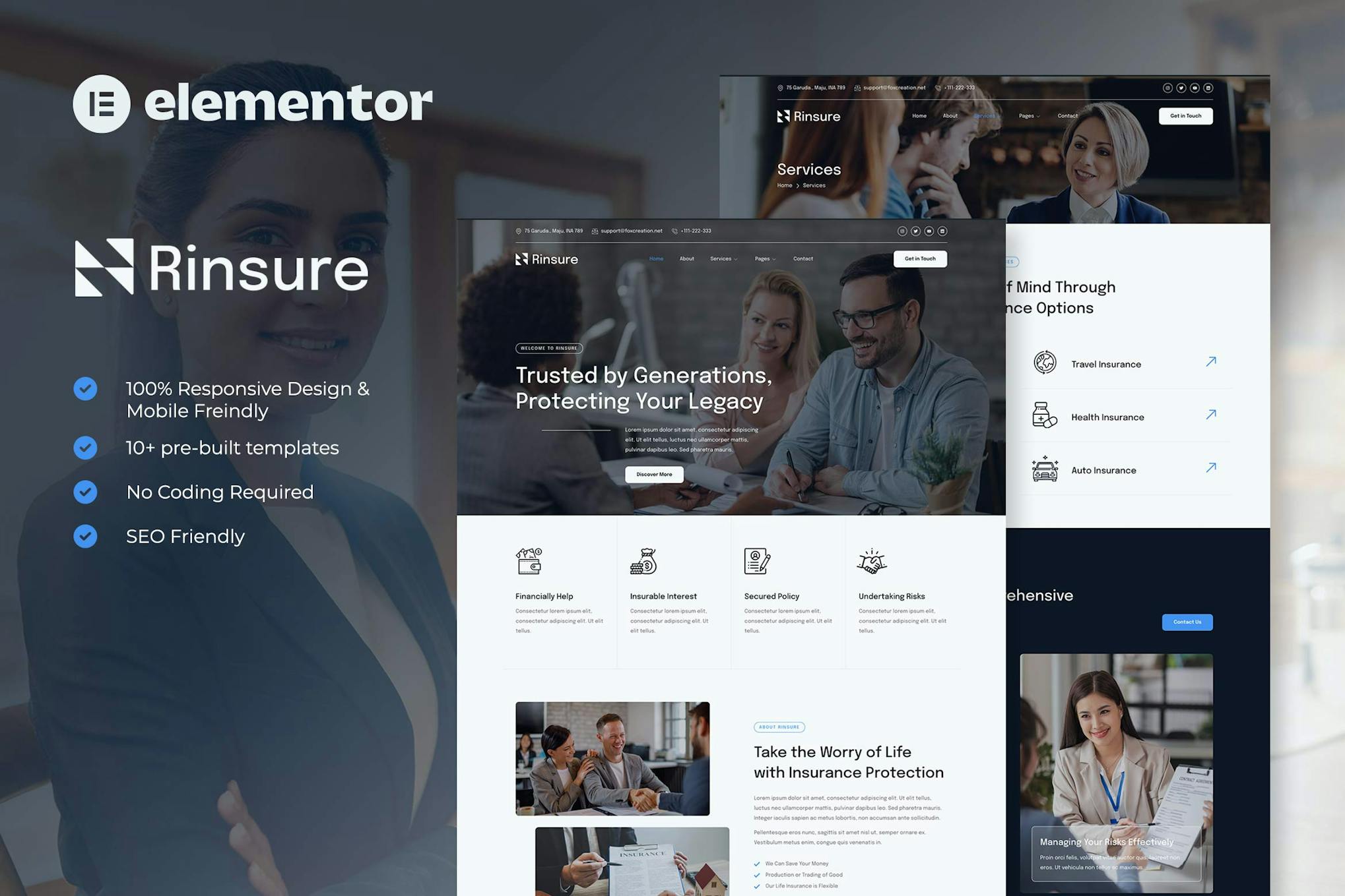 Download Rinsure - Insurance Agency Elementor Template Kit