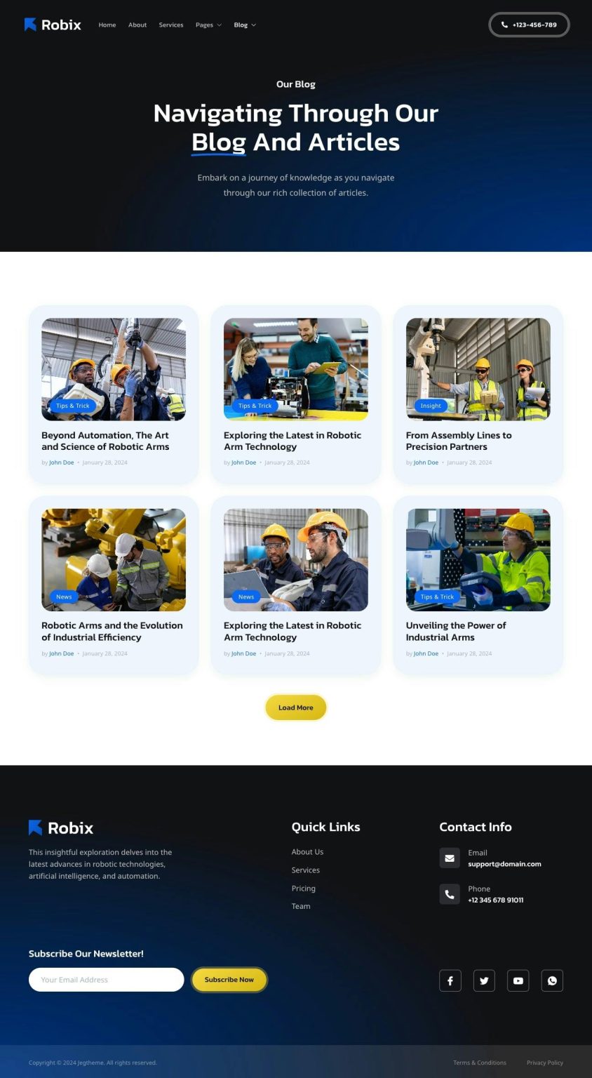 Download Robix – Industrial Robotic & Automation Solution Elementor Template Kit