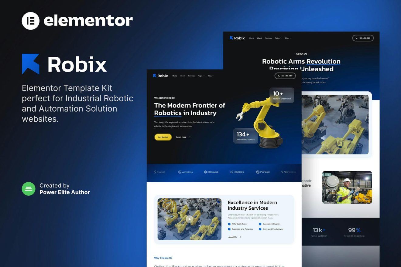 Download Robix – Industrial Robotic & Automation Solution Elementor Template Kit