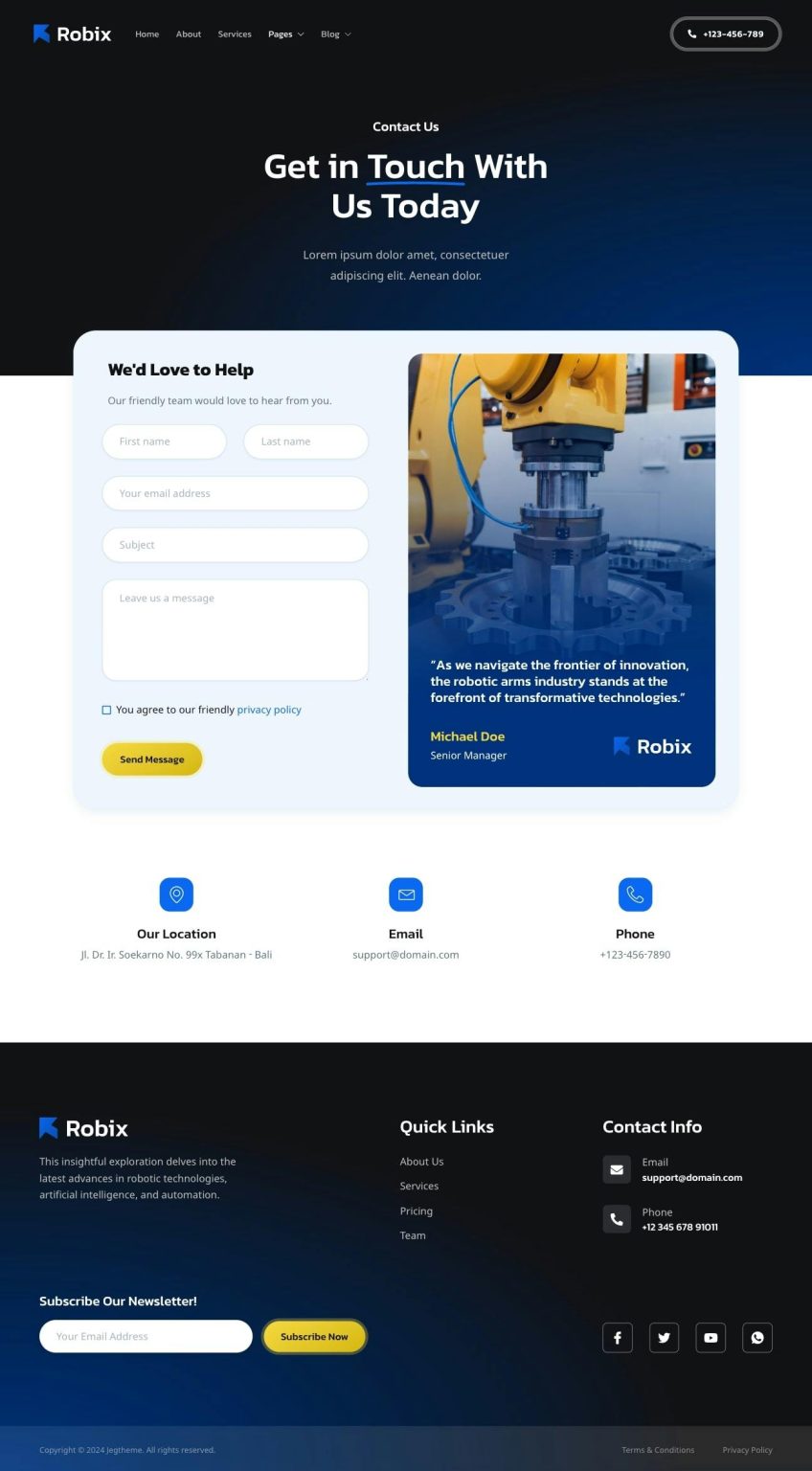 Download Robix – Industrial Robotic & Automation Solution Elementor Template Kit