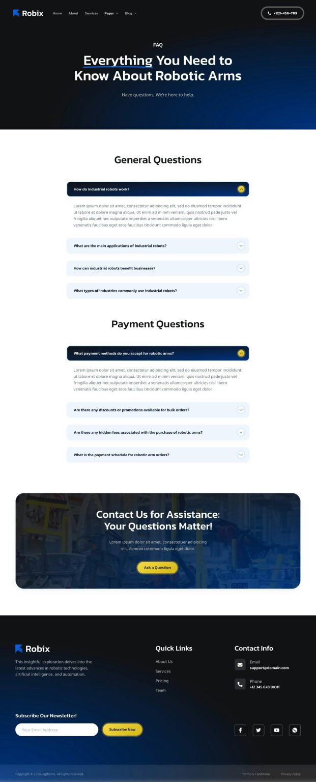 Download Robix – Industrial Robotic & Automation Solution Elementor Template Kit