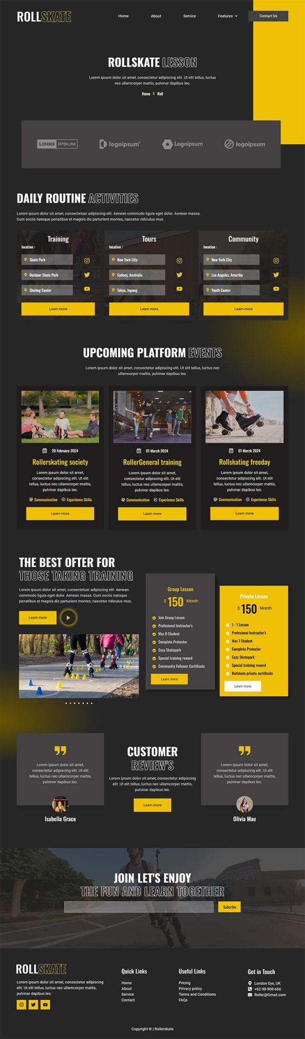 Download Rollskate - Rollerskating Community Elementor Template Kit