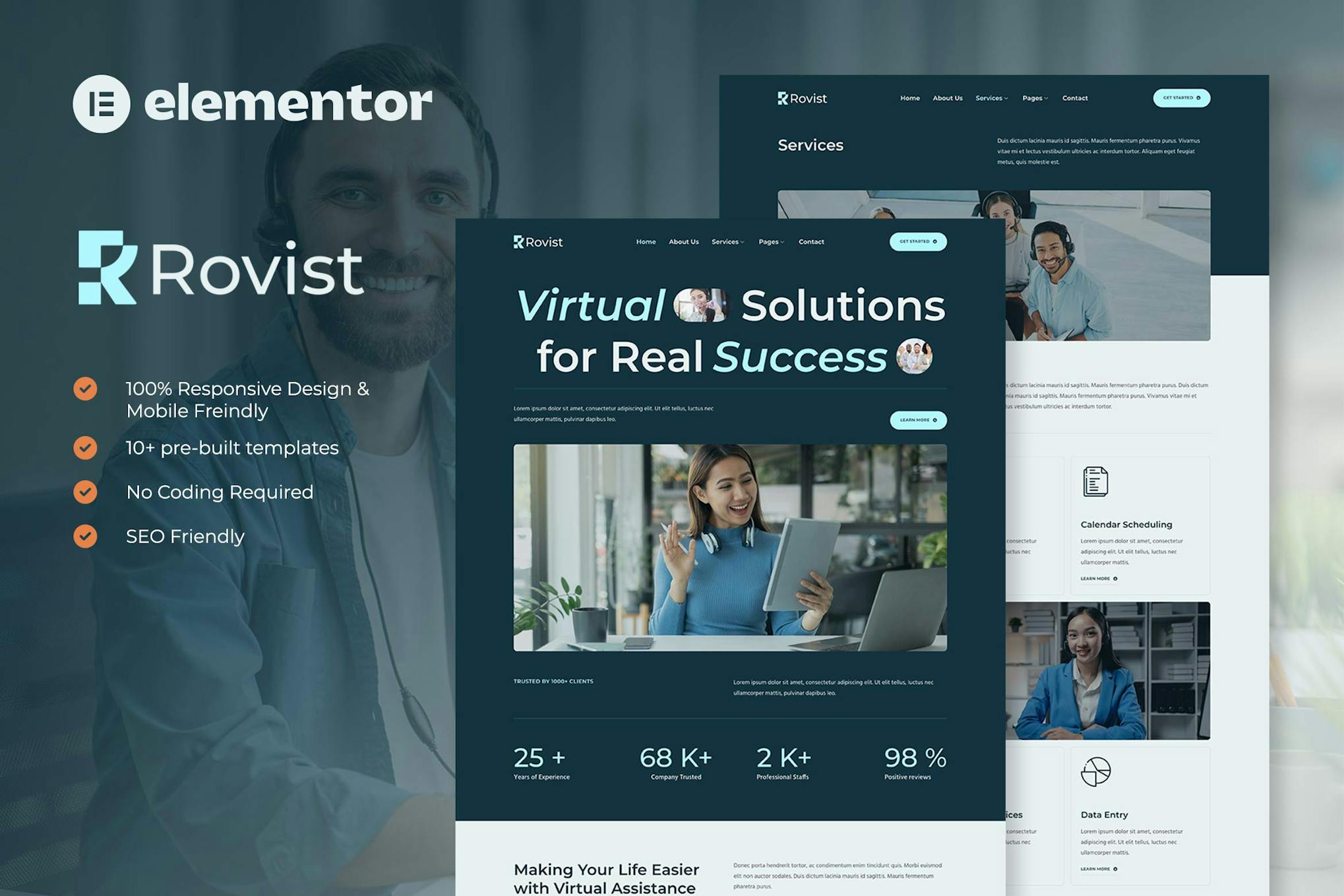 Download Rovist - Virtual Assistant Service Elementor Template Kit