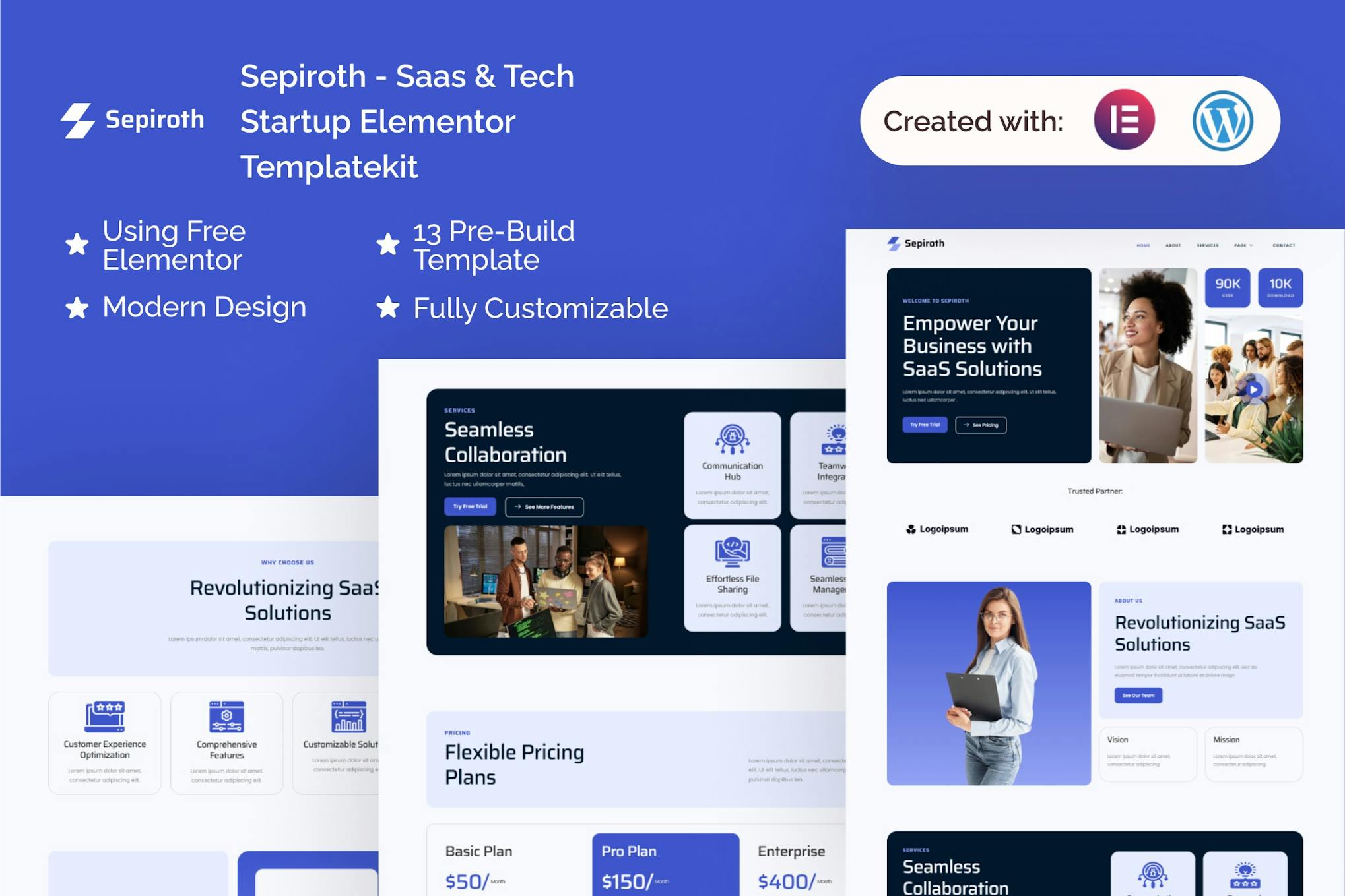 Download Sepiroth - Saas & Tech Startup Elementor Template Kit