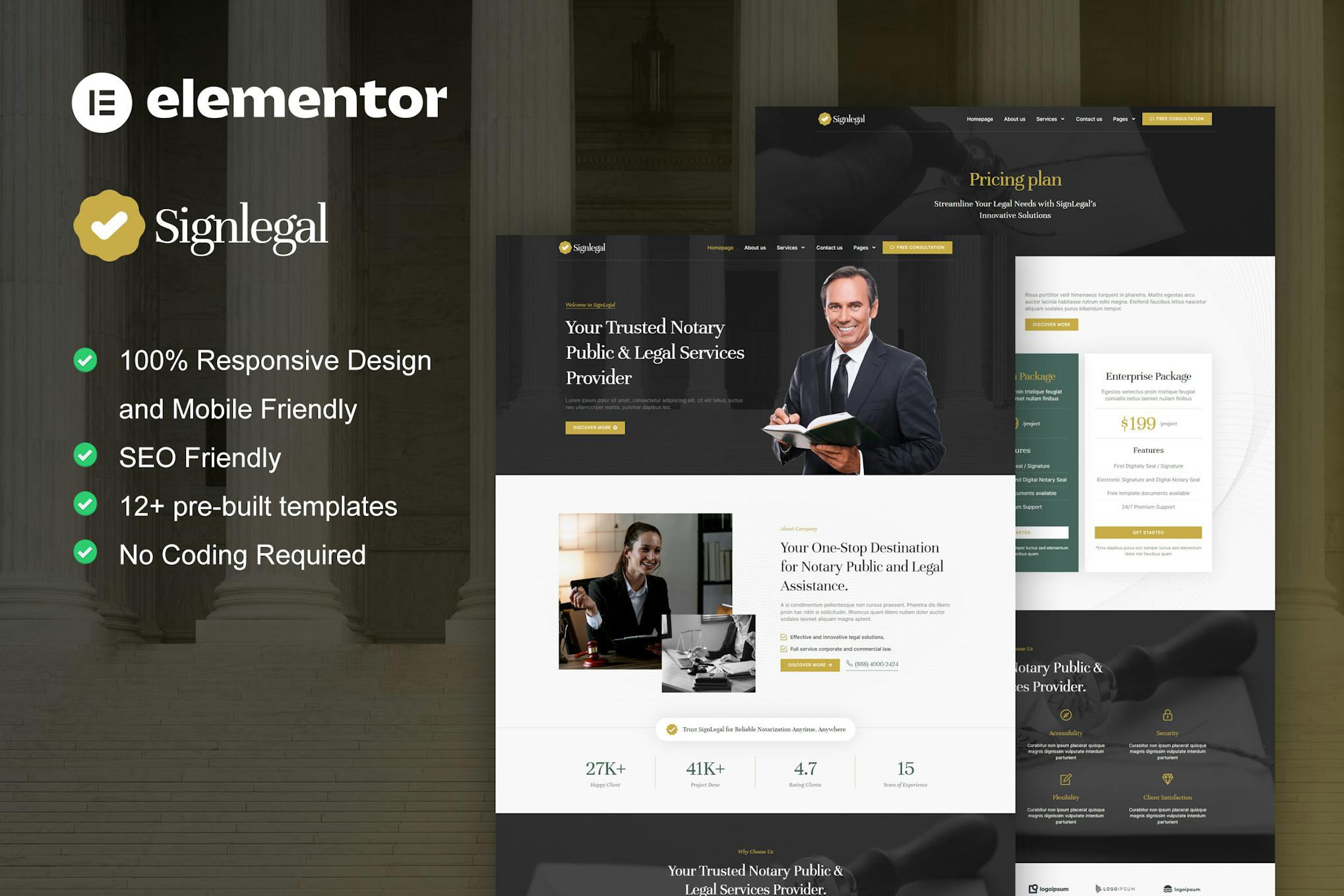 Download SignLegal - Notary Public & Legal Services Elementor Pro Template Kit