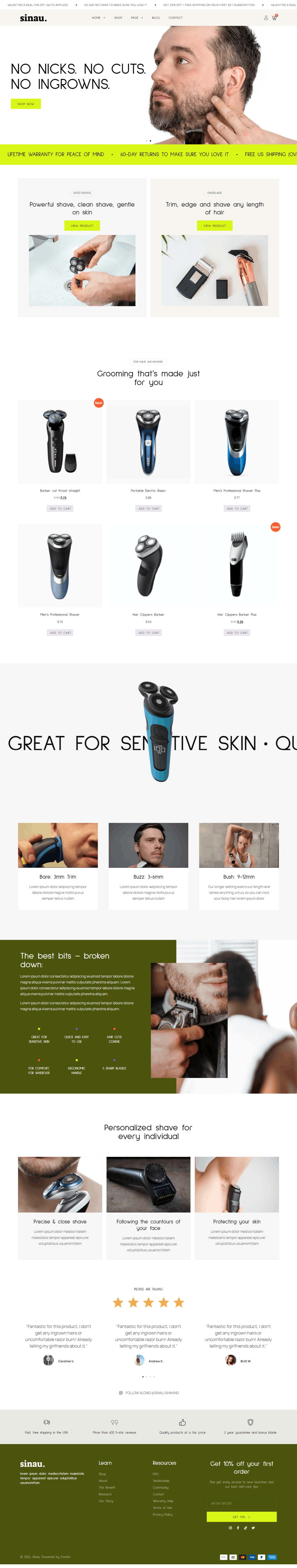 Download Sinau - Shaving & Barbers Products Elementor Template Kit