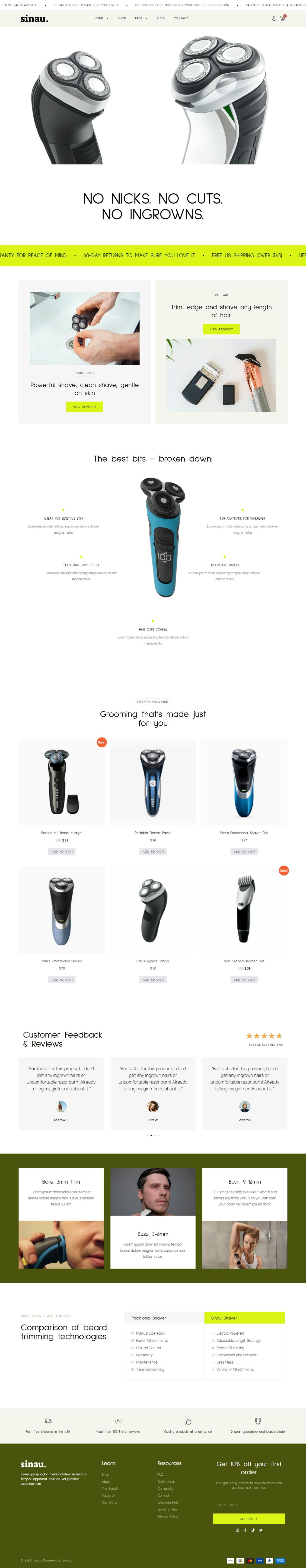 Download Sinau - Shaving & Barbers Products Elementor Template Kit