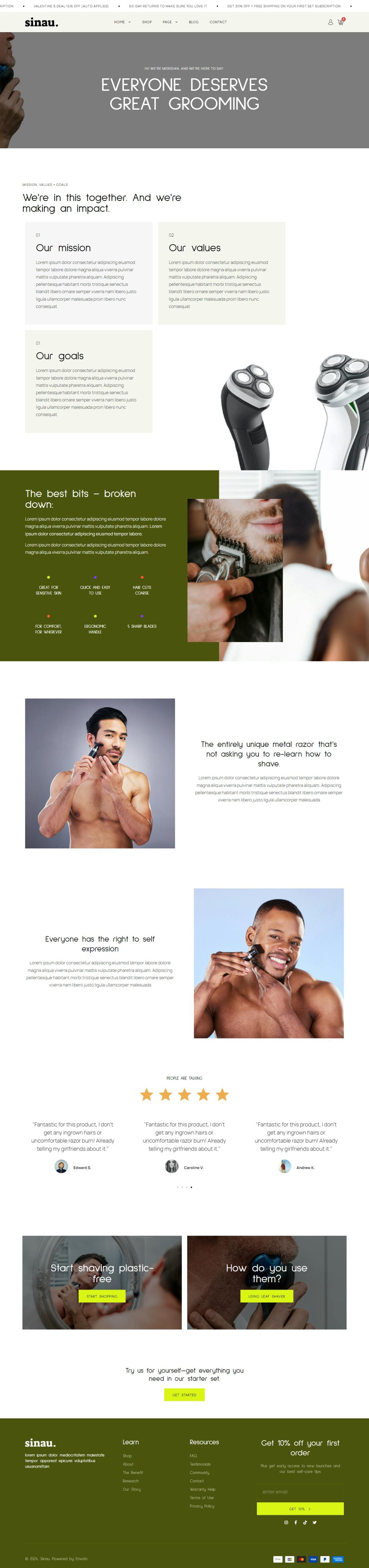 Download Sinau - Shaving & Barbers Products Elementor Template Kit