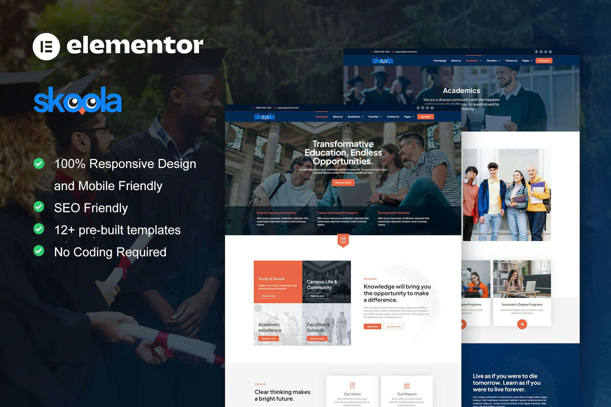 Download Skoola - University & School Elementor Pro Template Kit