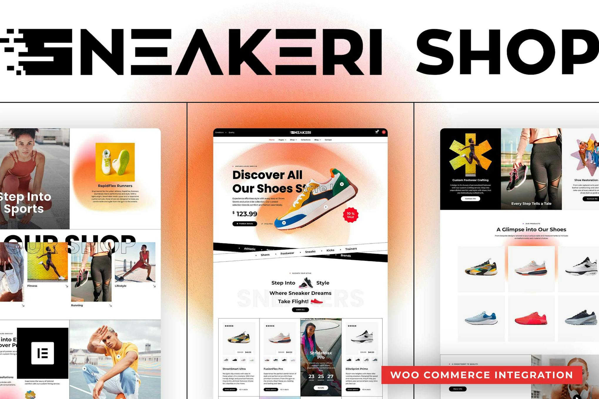 Download Sneakeri - Sports Shoes Store Elementor Pro Template Kit