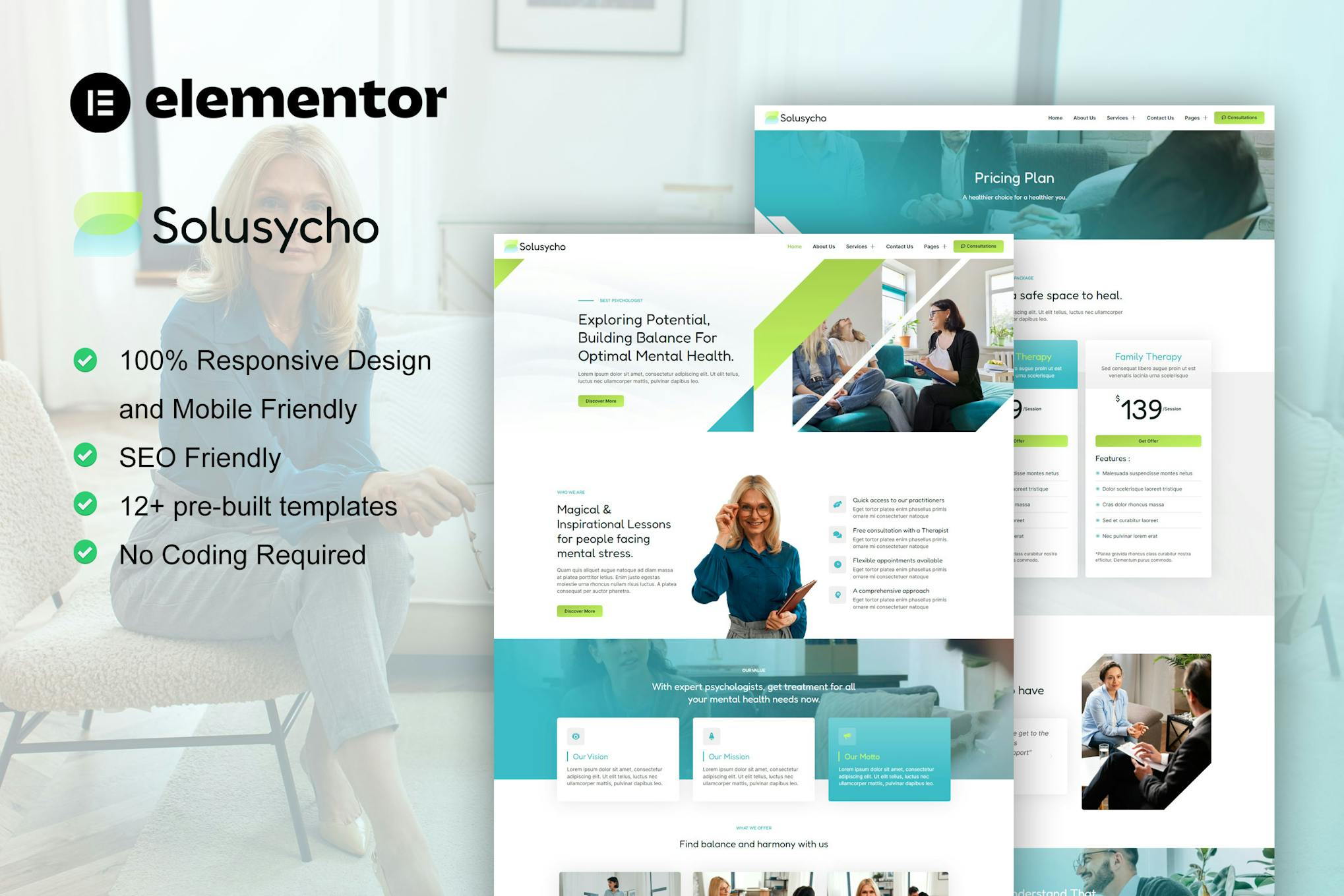 Download Solusycho - Psychology & Mental Health Elementor Template Kit