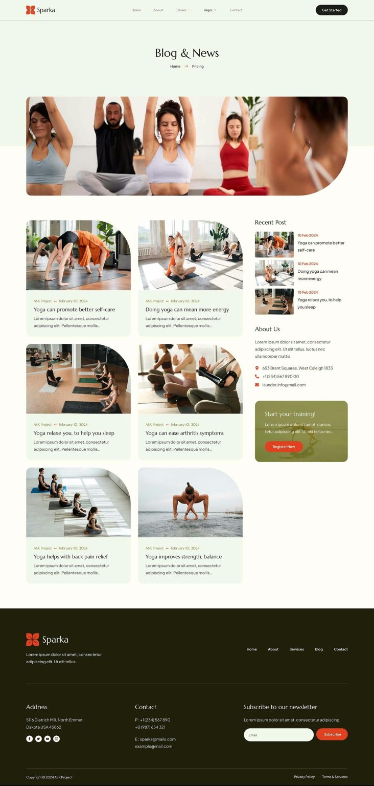 Download Sparka - Yoga Studio & Meditation Elementor Template Kit