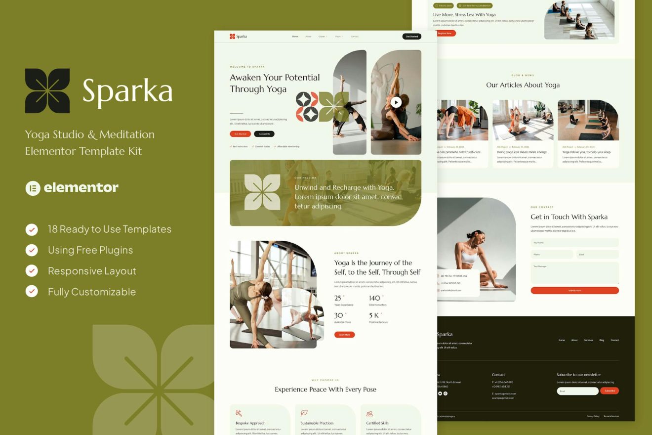 Download Sparka - Yoga Studio & Meditation Elementor Template Kit