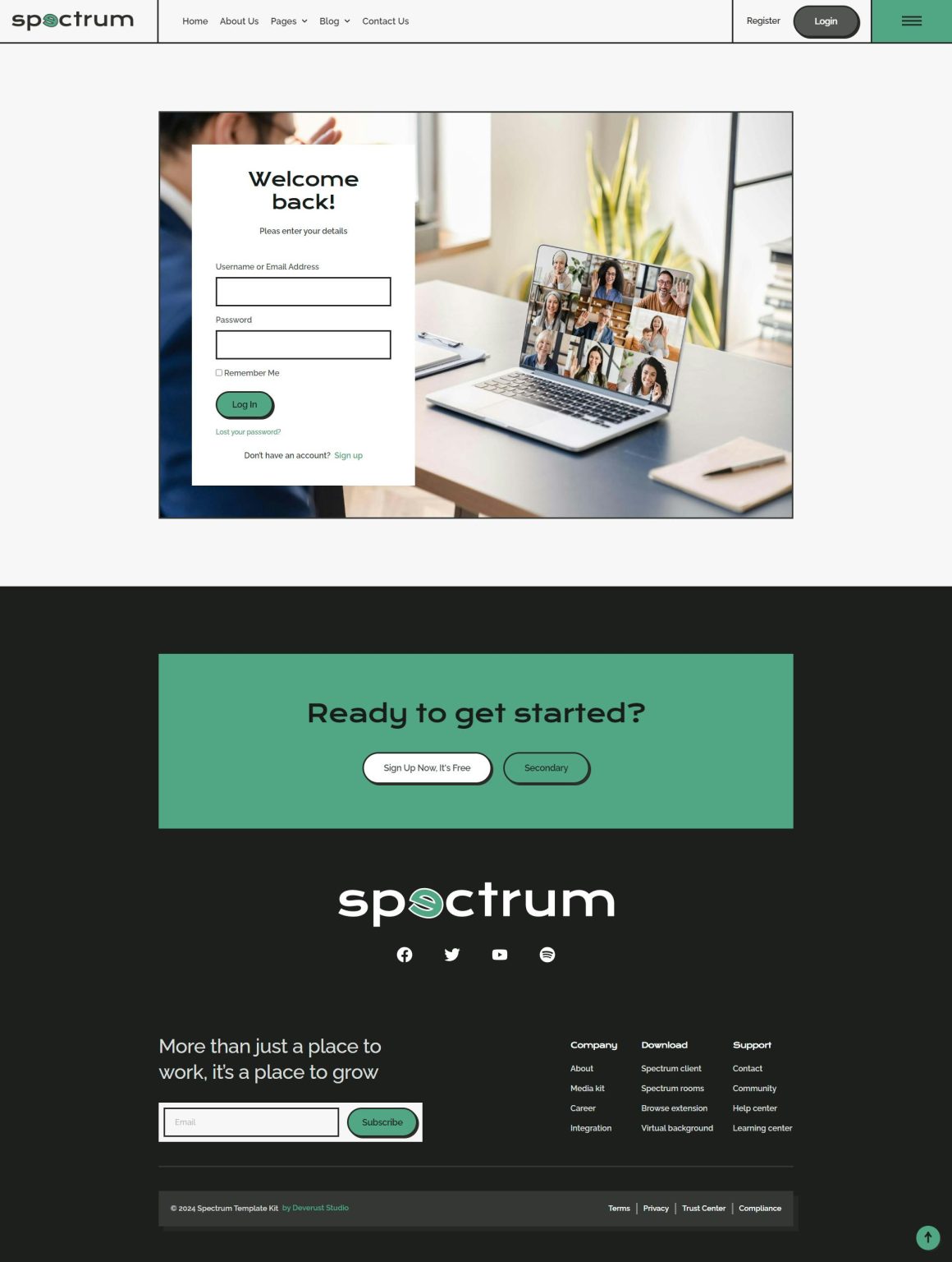 Download Spectrum - Online Meeting Saas Elementor Pro Template Kit