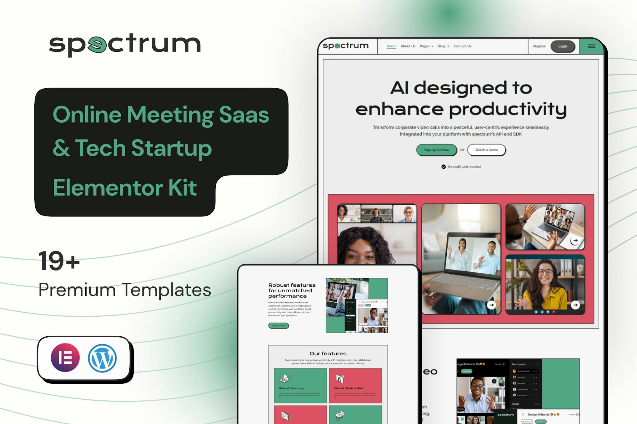 Download Spectrum - Online Meeting Saas Elementor Pro Template Kit