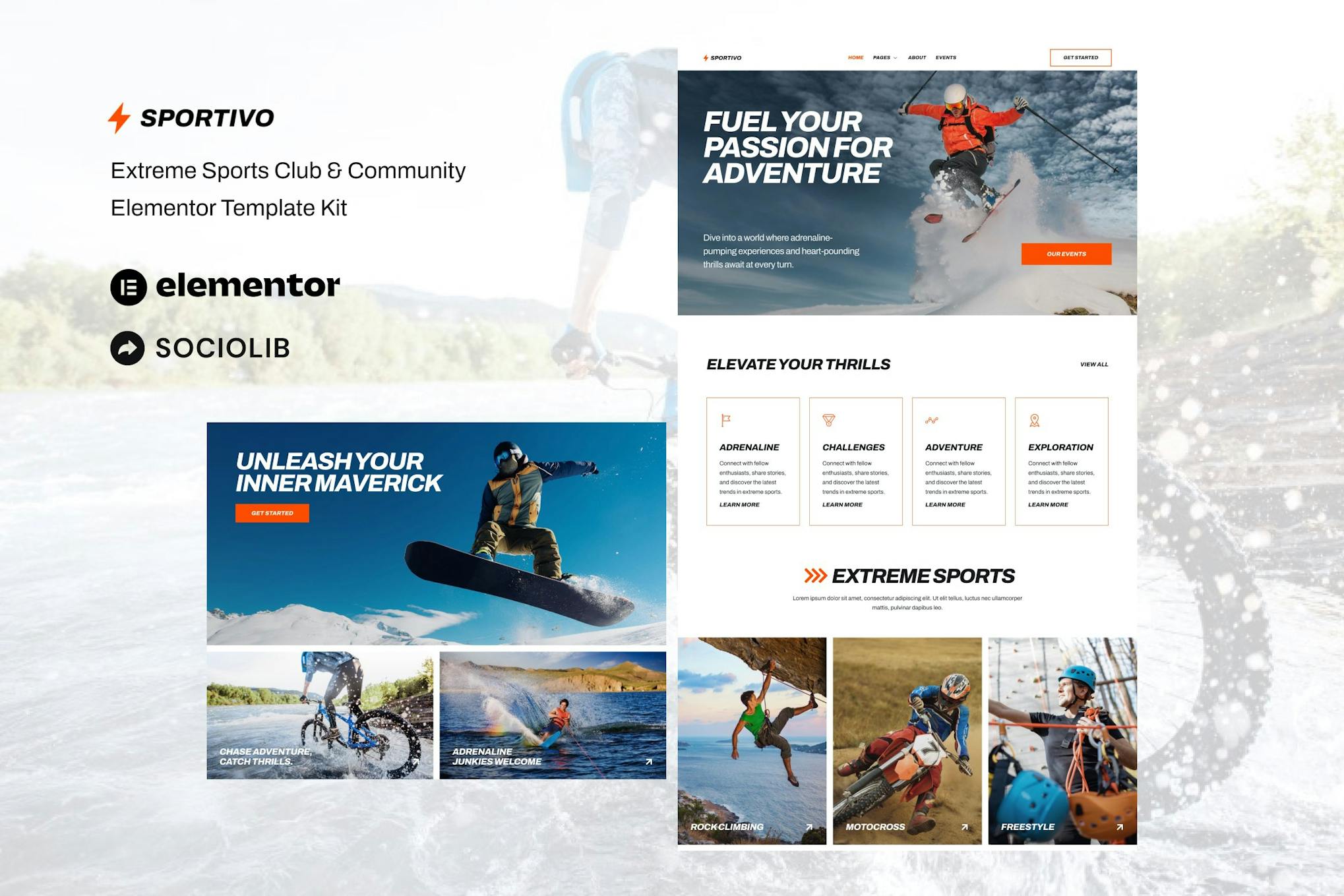 Download Sportivo - Extreme Sports Club & Community Elementor Template Kit