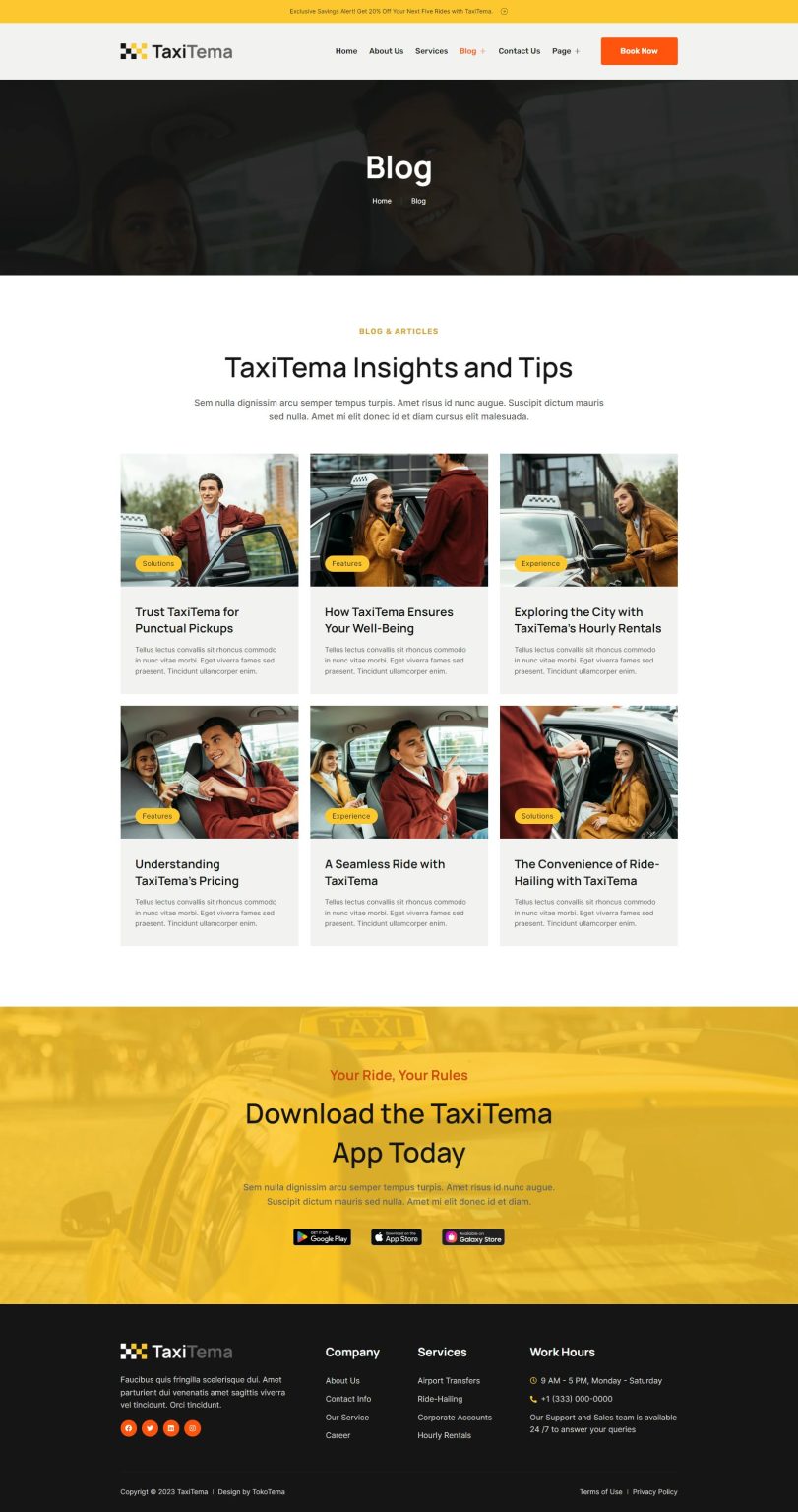 Download Taxitema - Taxi Drivers Business Template Kit