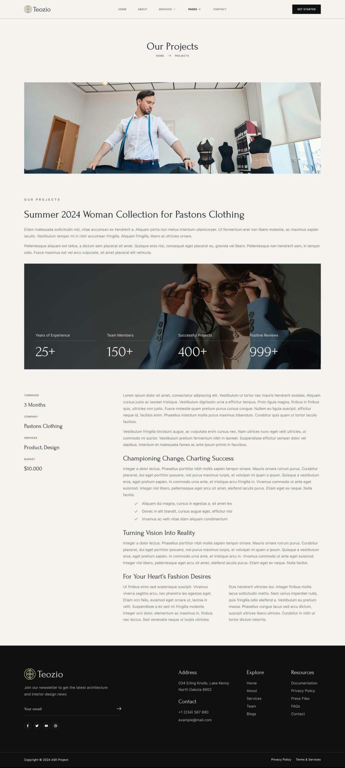 Download Teozio - Garment & Textile Industry Elementor Template Kit