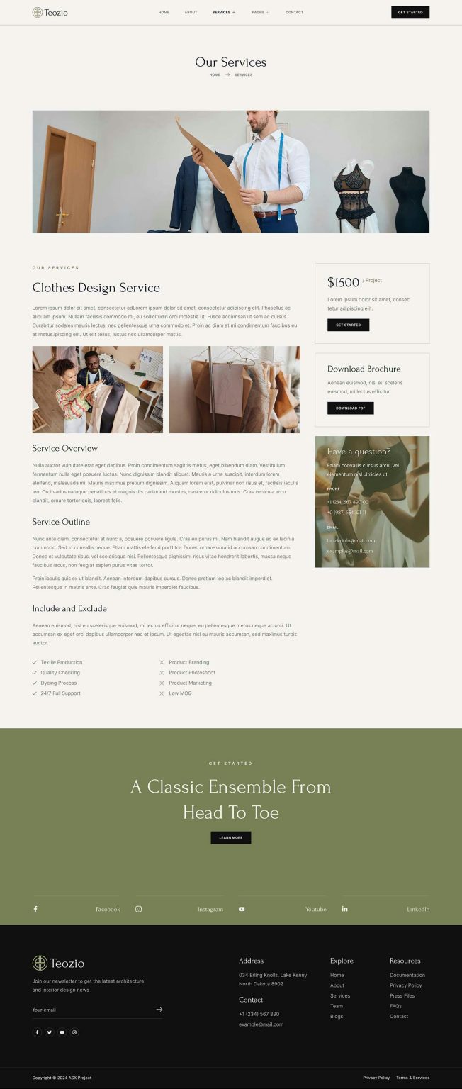 Download Teozio - Garment & Textile Industry Elementor Template Kit