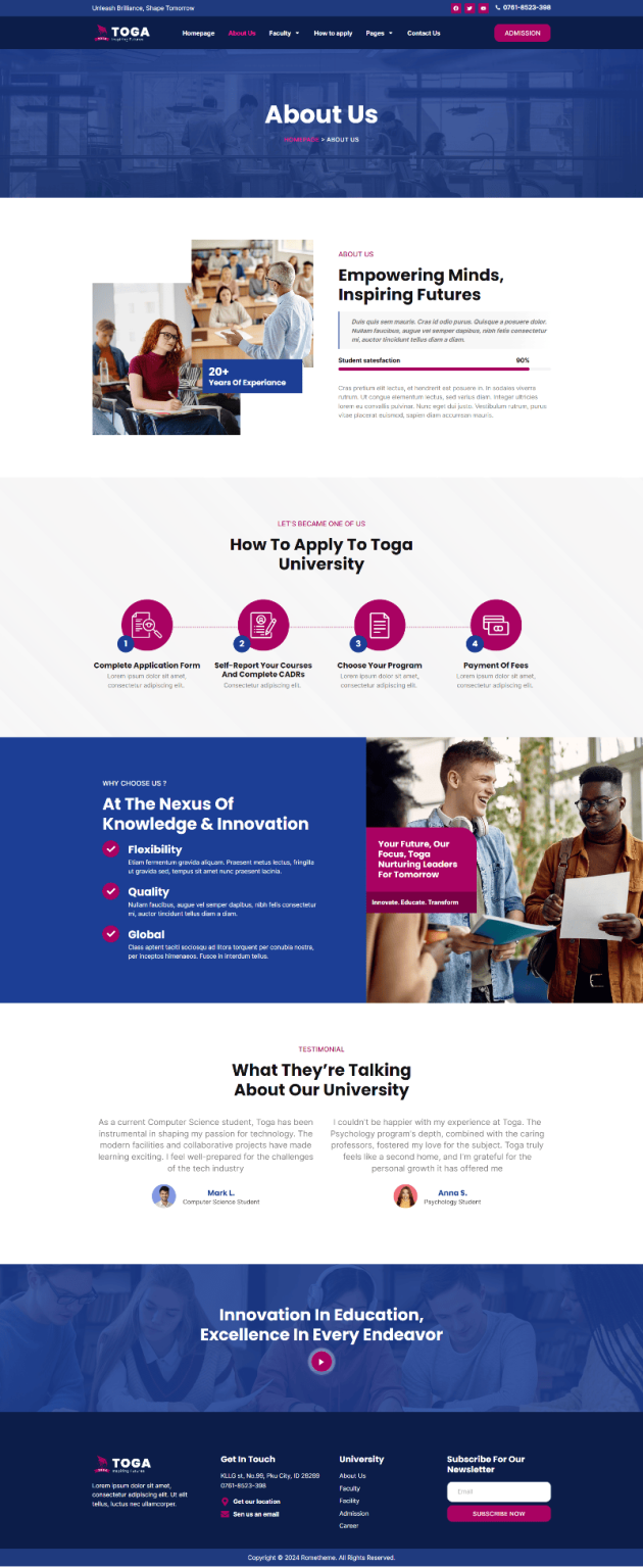 Download Toga - University & College Elementor Pro Template Kit