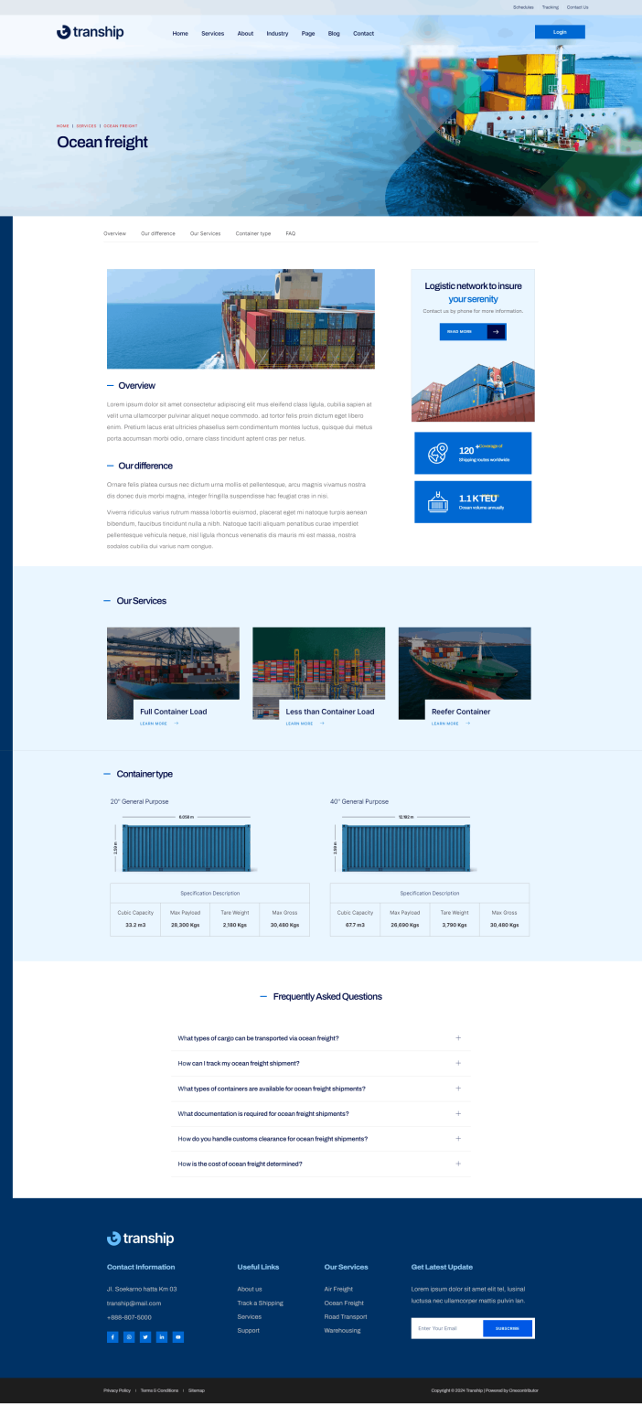 Download Tranship - Logistics & Transportation Services Elementor Template Kit